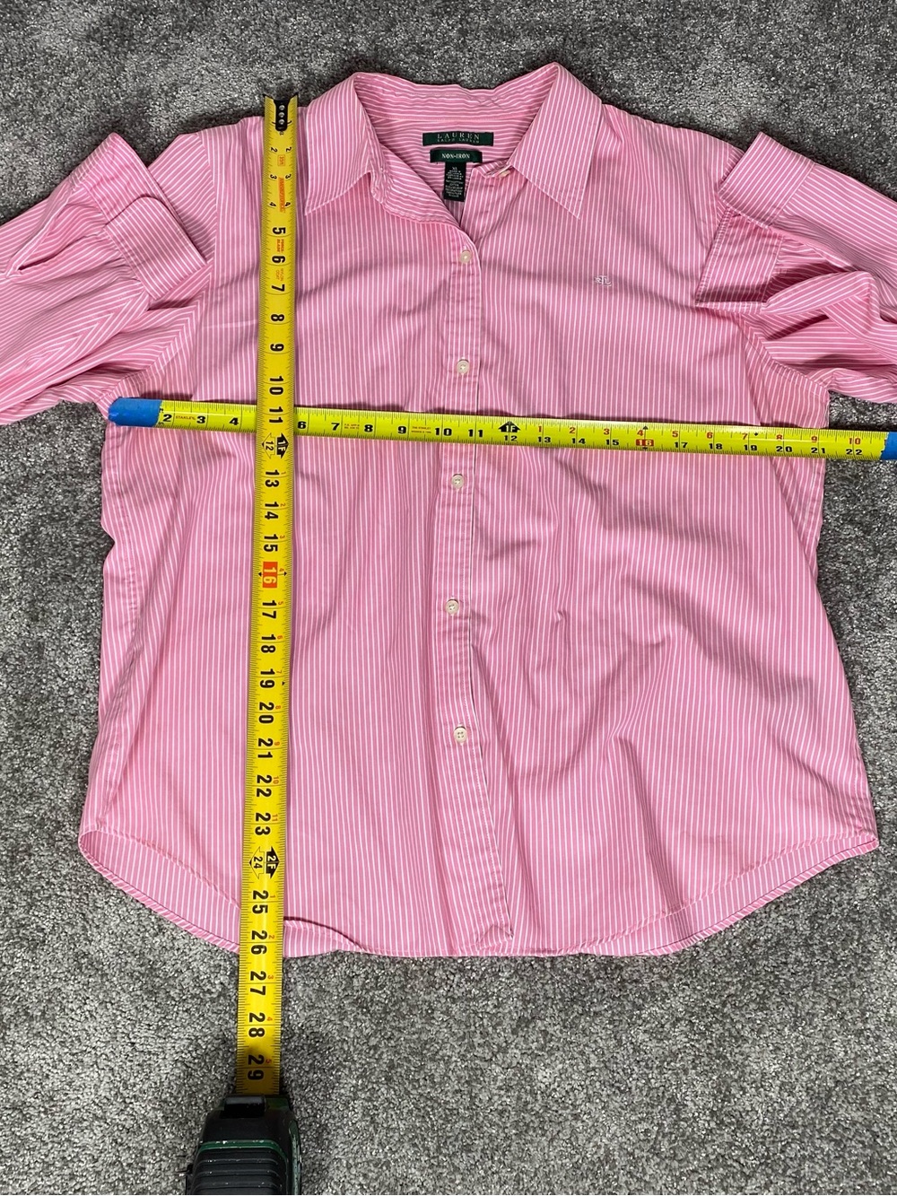 Lauren Ralph Lauren Shirt Women’s XL White Pink Long Sleeve Button Front Preppy - Picture 2 of 8